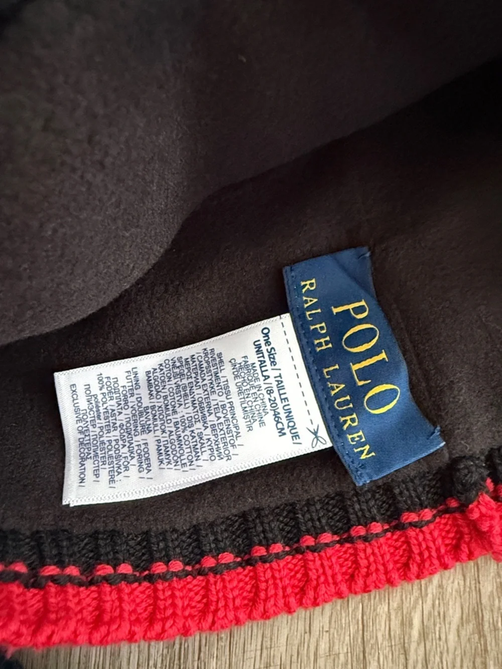 Polo by Ralph Lauren black and red Hat and Scarf Set Big Bear Ski size 8-20 kid
